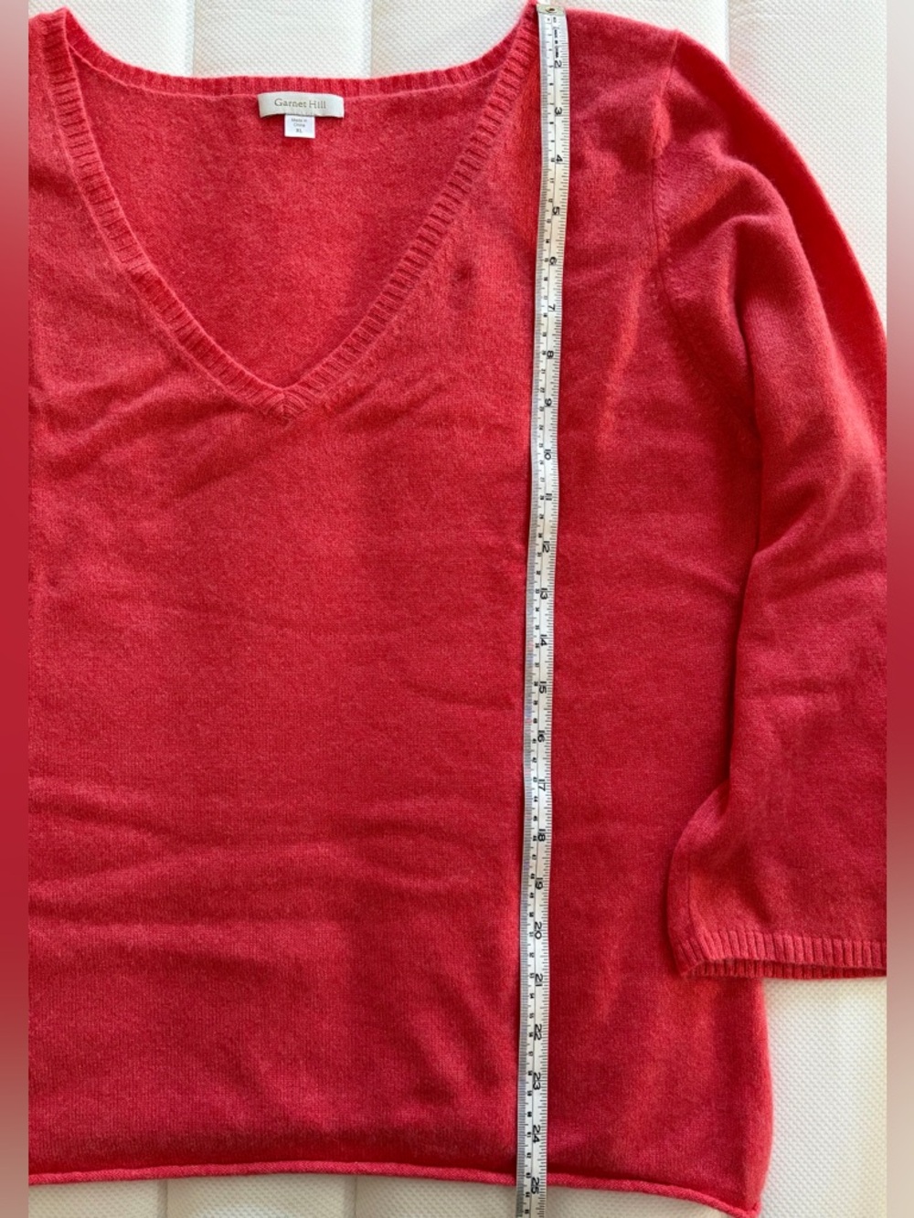 Garnet Hill V-Neck Sweater in Coral Red